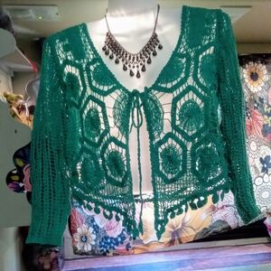 Pretty Little Green Crochet Sweater